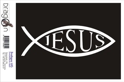 Produktbild von Aufkleber / Autoaufkleber - JDM / Die cut / Auto / OEM - Jesus Fisch - 210x70 mm weiß - Heckscheibe / Heckscheibenaufkleber