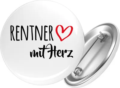 Produktbild von Huuraa Button Rentner mit Herz 59mm rund mit Sicherheitsnadel Ansteckbutton Geschenkidee
