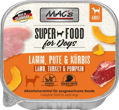 Image de MACs Dog agneau, dinde & potiron 150gx10