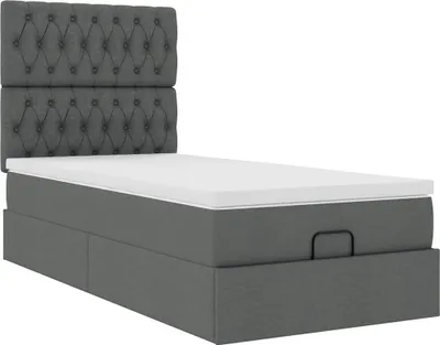 Obrázok produktu pre Osmanský rám postele s matracom tmavosivá 80x200 cm látka