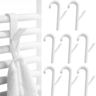 8 Handtuchhaken für Heizkörper, Kunststoff, Weiß