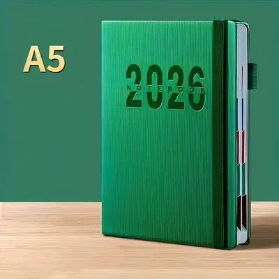 Productafbeelding van Schoolplanning 2026 - Bureaukalender - Dagboek - Jaarplanner (365 dagen) - Agenda met 400 pagina's - Voor zelfdiscipline - Persoonlijke werkplanning - Geschikt voor studenten - Groen