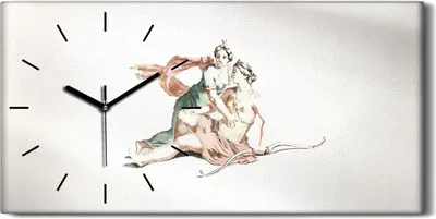 Produktbild von Wohnzimmer-Bild Leinwand Uhr 60x30 Zeichnung Antike Artemis Bogen Kunst - schwarze Hände