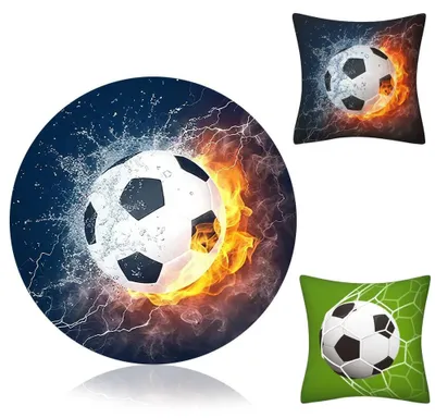 Fußball-Teppich-Set, Flanell, 40 cm + 2 Kissen 45x45 cm