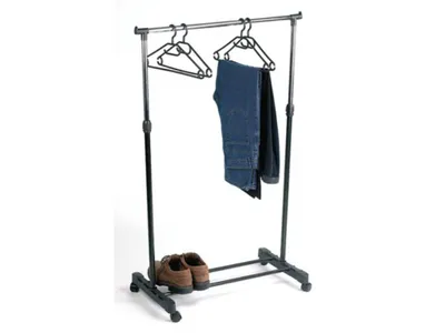 Produktbild von Perel Metall Kleiderständer auf Rollen mit höhenverstellbarer Kleiderstange, 1 Stange, offener
