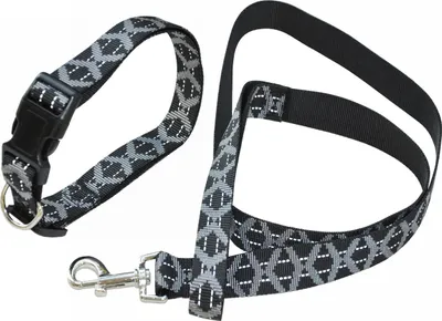 Produktbild von Hundeleinen-Set schwarz/grau – reflektierendes Halsband & Leine