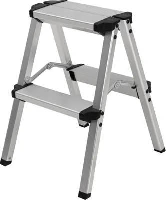 Produktbild von Craftfull Doppel-Klapptritt CF-131A | Aluminium-Trittleiter - Anti-Rutsch - Leiter - Klappbar - Sicherheitsbügel - 150 kg - 2-5 Stufen (2 x 2 Stufen)