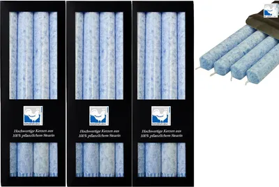 Produktbild von 3 x 4 Stearin Stabkerzen Blau 250 x 22 mm Kerzenfarm Kerzen Set