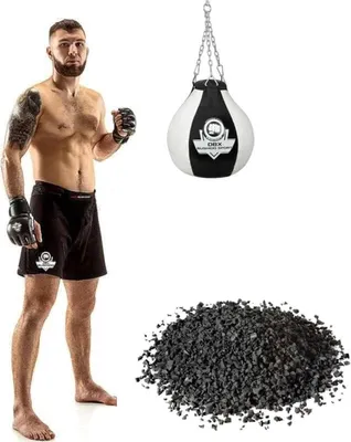 Produktbild von DBX Bushido Boxbirne Hängend mit Gummigranulat 15 kg - Boxsack Punchingball Erwachsene mit Ketten - Schwarz und Weiß Boxing Bag - Boxball - Boxing Equipment