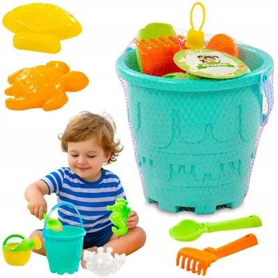 Produktbild von Sandspielzeug-Set 8 Teile mit Eimer, Gießkanne, Harke und Förmchen