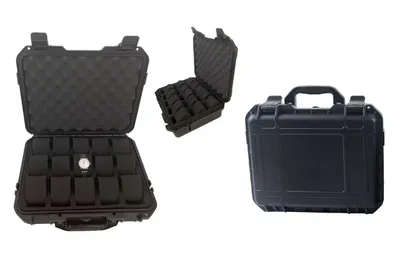 Produktbild von Uhrenkoffer für 15 Uhren – Stoßfester Transportkoffer wasserdicht & staubdicht mit Schaumstoff- 15er schwarz