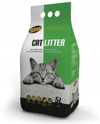 Produktbild von Hilton Katzenstreu Weiß Aloe 5l - weißes Bentonitstreu mit Aloe Vera Duft HILTON