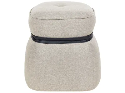 Produktbild von BELIANI Pouf Beige Stoffbezug Leinen Quadratisch 45 x 45 x 44 cm Modern Wohnzimmer Schlafzimmer Ausstattung Deko Polsterhocker Sitzhocker Fußhocker