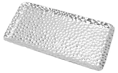 Image de Plateau de service rectangulaire avec surface miroir - Idéal pour les fruits, les gâteaux, les desserts et les collations - Dimensions : 19,5 x 9,5 cm - Argenté