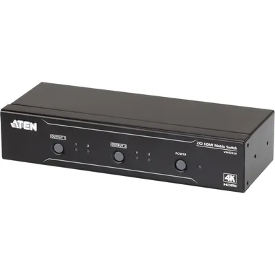 Obrázek produktu pro Aten VM0202H KVM přepínač pro montáž do racku černý - vstupní periferie (4096 x 2160 pixelů, HDMI, 15 m, černý, kov, 0 - 40 °C)