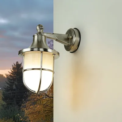 Produktbild von Außen Wandlampe IP64 Maritim Echt-Messing Riffelglas Außenlampe Laterne Hof Terrasse Haustür