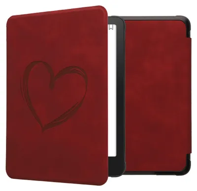 Produktbild von kwmobile Schutzhülle für Amazon Kindle Paperwhite (2024)/Colorsoft Hülle - eReader Case aus Kunstleder mit Auto Sleep Funktion - Herz Brush mit