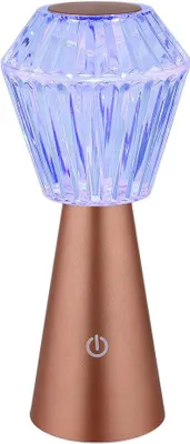 Produktbild von RGB LED Tischlampe, Kristall, Touch, Akku, messing, H 25,5 cm