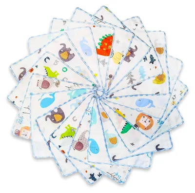 Produktbild von Musselin-Baby-Waschlappen, natürliche Baumwolle, Baby-Badetuch, weiches Kleinkind-Gesichtshandtuch, Geschenkliste, Neugeborene, Babyparty, 22 x 22 cm, Tierwelt, 18 Stück