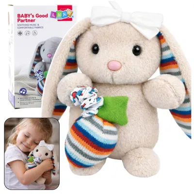 Image de Peluche douce lapin avec boîte à musique, beige