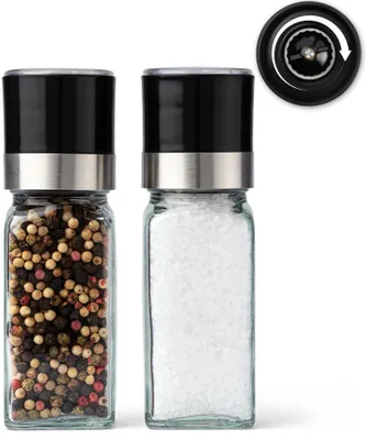 Salz- und Pfeffermühlen-Set, 2-teilig, Keramikmahlwerk, 120 ml, schwarz