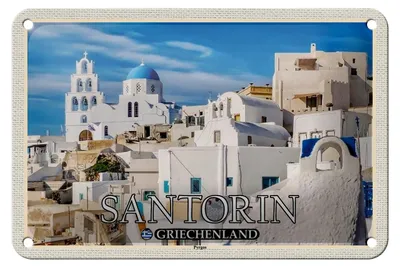 Produktbild von Blechschild Reise 18x12cm Santorin Griechenland Pyrgos Dorf Schild