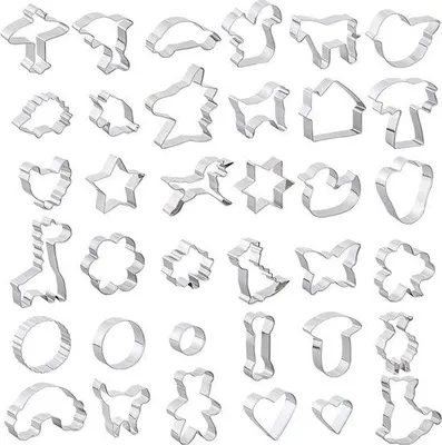 Image de Ensemble de 36 emporte-pièces en acier inoxydable Unyqoos® pour biscuits, gâteaux et décorations de pâtisserie