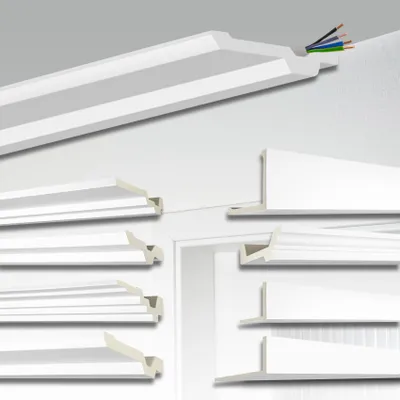 Produktbild von HEXIM Kabel- und Rohrabdeckung 2 Meter, Kabelkanal weiß PolyurethanHartschaum, Rohrverkleidung Kabelschutz