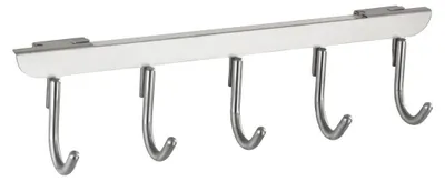 Deurgarderobe mit 5 Haken, Edelstahl, 36x9x7-9 cm, matt