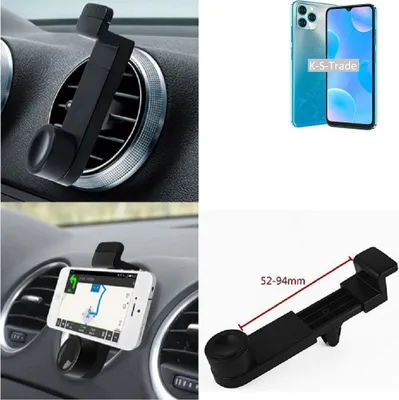 Produktbild von K-S-Trade Lüftungshalterung kompatibel mit Blackview A95 KFZ-Halterung Autohalterung Handy-halterung Lüftungsgitter Lüftungsschlitze Schwarz