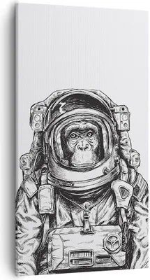 Produktbild von Bild auf Leinwand - Leinwandbild - Einteilig - Schimpanse Astronaut Zeichnung - 55x100cm - Wand Bild - Wanddeko - Wandbilder - Leinwanddruck - Bilder - Wanddekoration - Leinwand bilder - PA55x100-4312