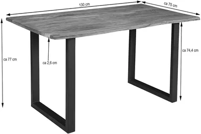 Produktbild von Refurbished Möbelretoure Baumkantentisch Esstisch Akazie Natur 130 x 75 cm schwarz INSA