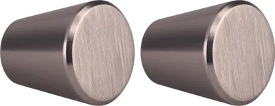 Immagine prodotto di Natural Goods Berlin maniglie per mobili rotonde KEGEL, pomelli per mobili con ⌀25mm, pomelli per armadi adatti a spessori di ante di 15-22mm, maniglie per armadi da cucina, cassettiere, credenze ecc., aspetto acciaio inox, 2 pezzi