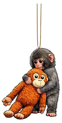 Produktbild von 2D Affen-Schlüsselanhänger, niedlicher Affe mit Plüschtier, Taschenanhänger aus Acryl für Rucksack, Handtasche, Autoschlüssel