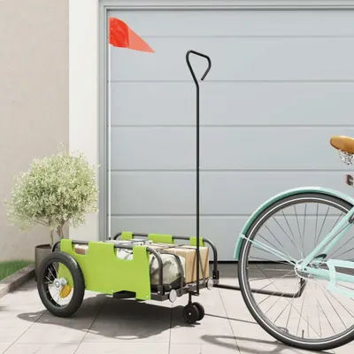 Produktbild von Design Fahrradanhänger Grün Oxford-Gewebe und Eisen, Fahrradanhänger 2024 Neu