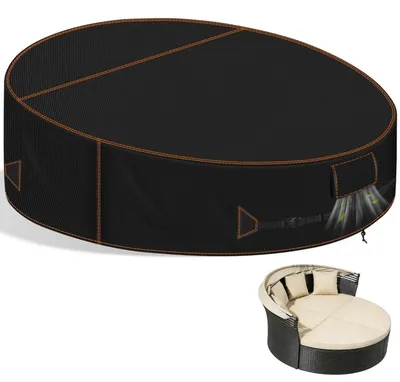 Produktbild von Schutzhülle Gartenliege Rund 230x90/50cm 420D Oxford Wasserdicht UV-Schutz Reißfest Schwarz