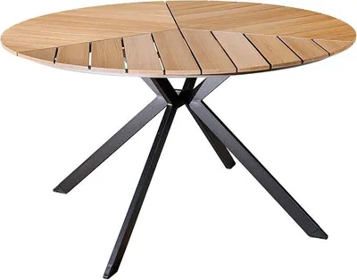 Produktbild von Runder Outdoor Gartentisch DESIGNO - 120cm - Natur Holz-Design anthrazit Metall