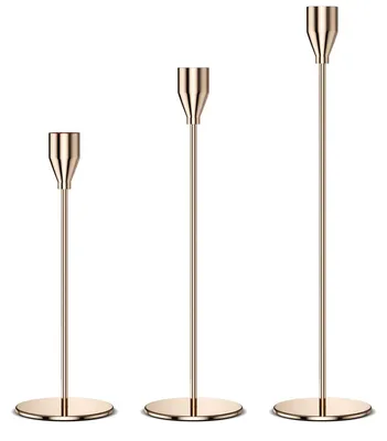 3er-Set goldene Kerzenhalter 33/28/22 cm Metall Vintage