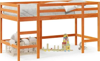 Zdjęcie produktu dla Maison Exclusive – łóżko piętrowe dla dzieci z drabinką, kolor brązowy woskowany, 80 x 200 cm, lite drewno sosnowe