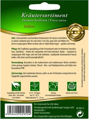 Produktbild von Quedlinburger Saatgut - Kräutersortiment Italien Saatband - Samen - 292955