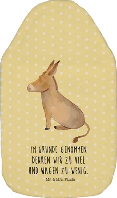 Produktbild von Mr. & Mrs. Panda wärmebeutel Esel - Gelb Pastell - Geschenk, Bettflasche, Weisheit, Erfolg, Mut, Wärmflasche mit Bezug, Lustige Sprüche, Ziel, Wärmekissen, Tapferkeit