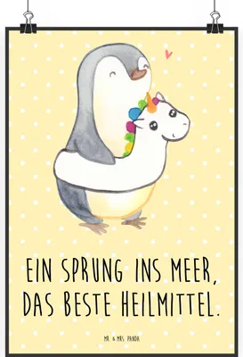 Produktbild von Mr. & Mrs. Panda Bild Sommermeerheilkraft DIN A2 - Gelb Pastell - Geschenk, Wandbild, Lebensfreude, Urlaub Am Meer, Strandurlaub, Kamin, Sommerferien, Sommer, Küste