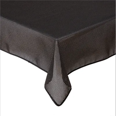 Produktbild von Tischdecke Gartentischdecke Karo Schwarz 140 cm rund Outdoor Weichschaum PVC Terrasse Garten rutschfest wetterfest