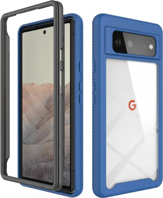 Produktbild von Google Pixel 6 Hülle, Transparente Rückseite Robust TPU Bumper Rutschfest Stoßfest Ganzkörper Schutzhülle für Google Pixel 6 Navy blau