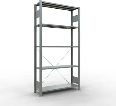 Produktbild von Schulte Fachbodenregal MULTIplus150 Stecksystem | Grundregal | HxBxT 200x100x30cm | 5 Ebenen | Fachlast 150kg | Verzinkt