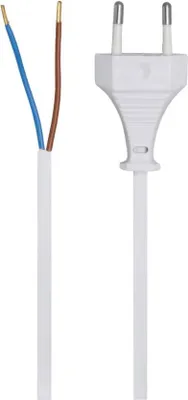 Produktbild von Netzkabel mit Eurostecker – 2m, H03 VVH2-F 2×0,75mm², weiß