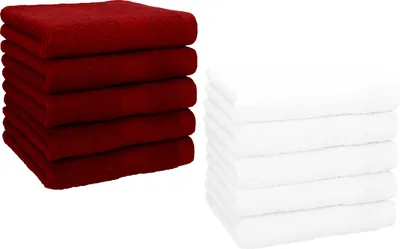 Produktbild von Betz 10 Stück Seiftücher 30x30 cm PREMIUM 100% Baumwolle Farbe: rubinrot und weiß