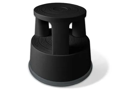 Immagine prodotto di Sgabello con rotelle, base a zampa d'elefante, in plastica, T7, nero