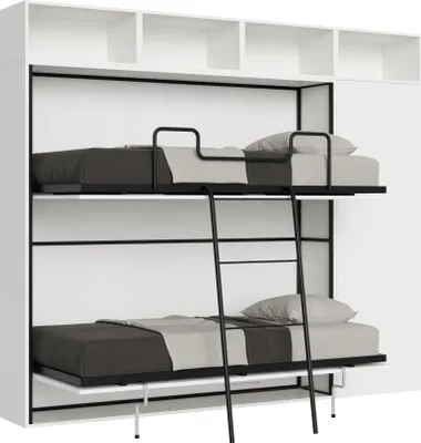 Produktbild von ITAMOBY - Schrankbett Kando Etagenbett 2 Schlafplätze horizontal mit Matratzen Komp. I Esche weiß