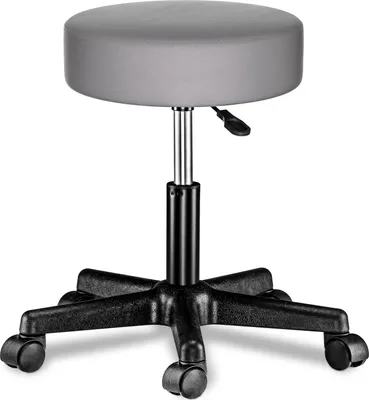 Image de CASARIA® Tabouret de bureau gris pivotant 360° hauteur réglable 46-60 cm avec roulettes siège rembourrage 10 cm